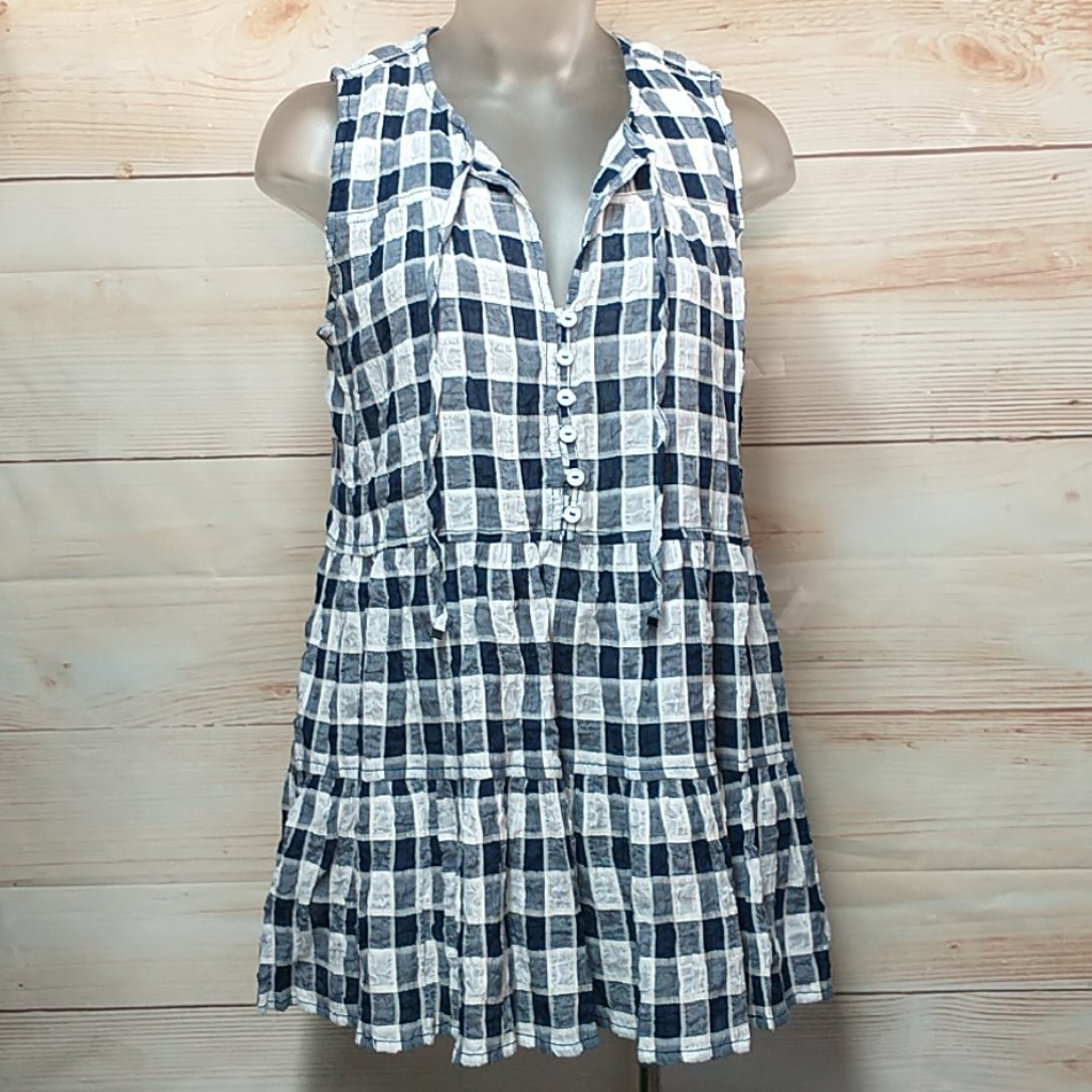 Nwt Pilcro And The Letterpress Small Cotton Sleeveless Tier Top S Checkered